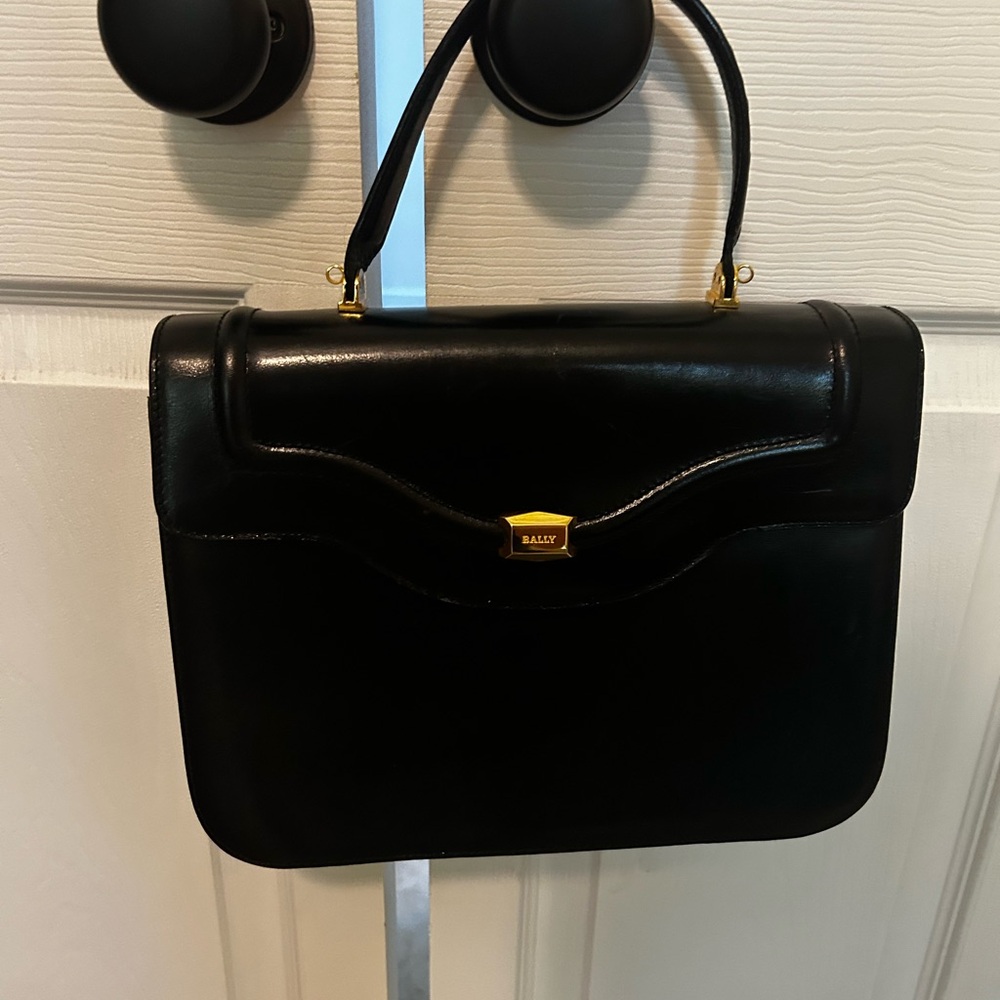 Bally Elegant Black Satchel with Gold Details